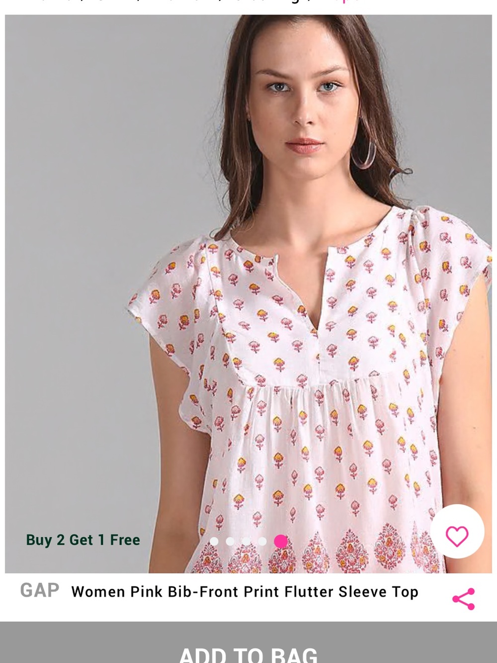 GAP White Boho Floral Border Peasant Top - Pink & Yellow - Picture 12 of 12